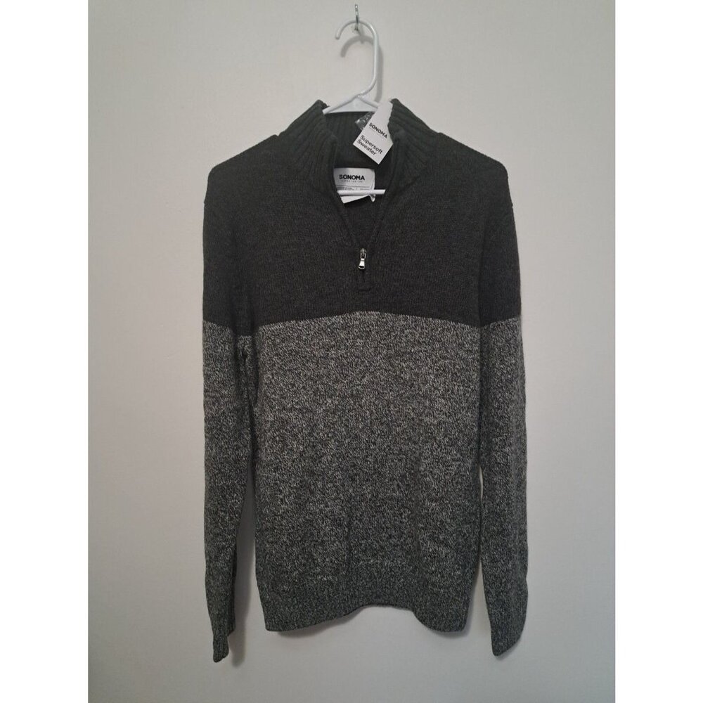 Sonoma Goods For Life Mens Solid Quarter-Zip Sweater Size Small